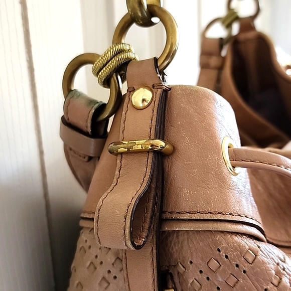 Coach Madison Marielle Woven Leather Drawstring Handbag GUC - Picture 3 of 16